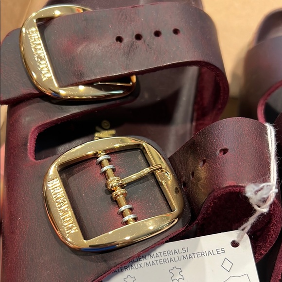 Birkenstock Maroon Sandals with Gold Accents - Picture 3 of 3